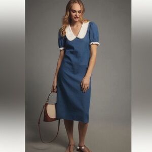 Anthropologie Porridge short sleeve collared slim midi dress NWT